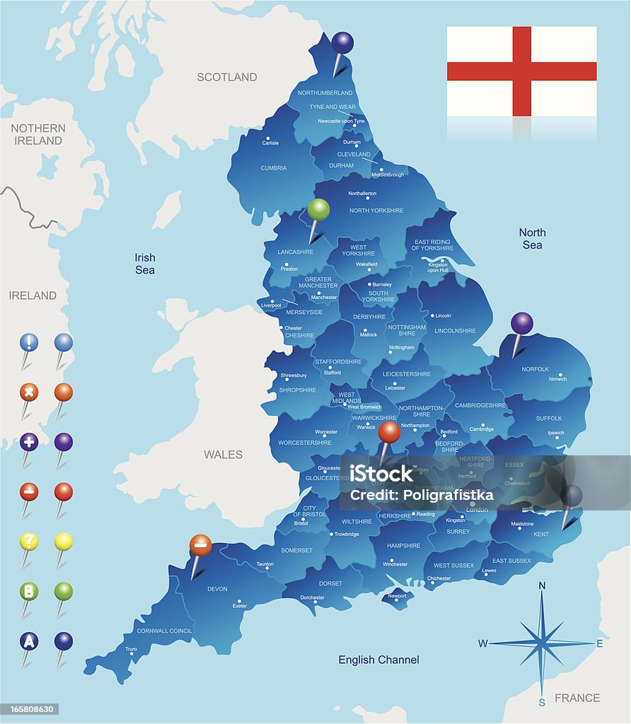맵 of England - 로열티 프리 런던-잉글랜드 벡터 아트