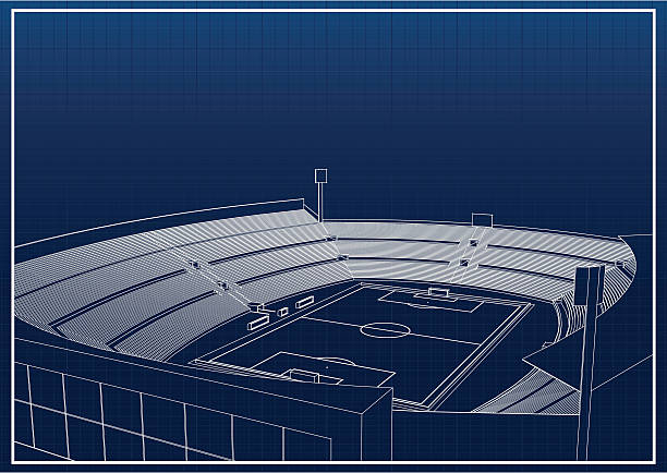 Football &#8211; soccer stadium 3D model of foodbal - soccer stadium. Vector illustration. soccer drawings stock illustrations