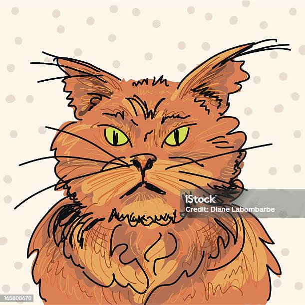Grumpy Sketchy Cartoon Cat Stock Illustration - Download Image Now - Animal, Cartoon, Displeased