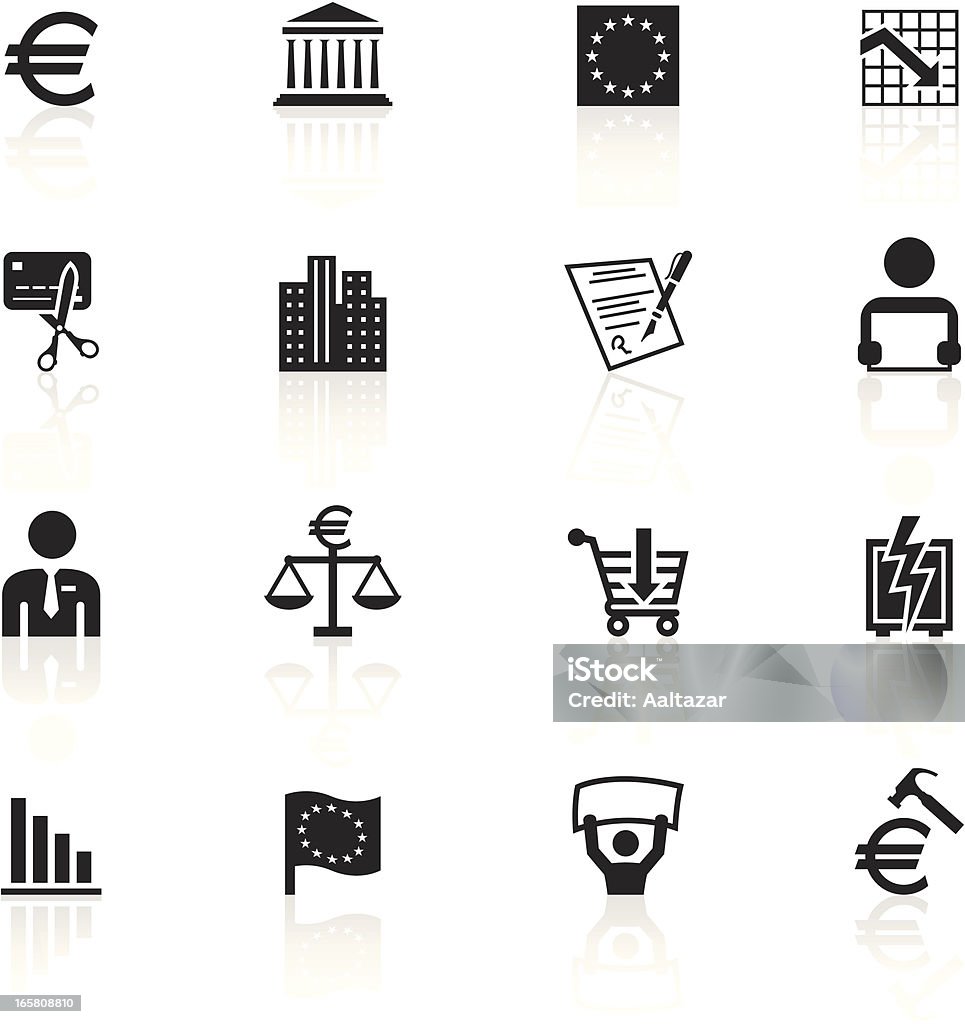 Noir symboles-récession de l'Union européenne - clipart vectoriel de Activité bancaire libre de droits