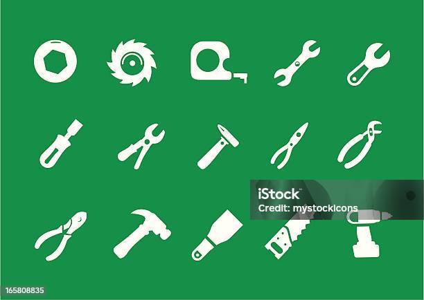 Метро Ручные Инструменты Икона Set — стоковая векторная графика и другие изображения на тему Иконка - Иконка, Режущий диск, Без людей