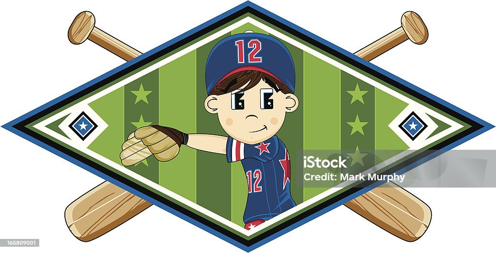 Jolie jeunes League Baseball - clipart vectoriel de Balle de baseball libre de droits