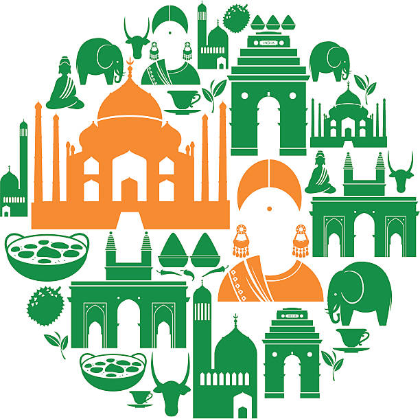 ilustraciones, imágenes clip art, dibujos animados e iconos de stock de indian icono de montaje - india gate gateway to india mumbai