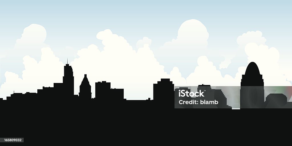 Silhouette de la ville de Cincinnati - clipart vectoriel de Cincinnati libre de droits