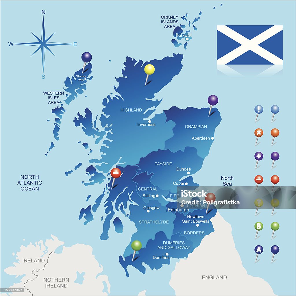 Mappa di Scozia - arte vettoriale royalty-free di Carta geografica