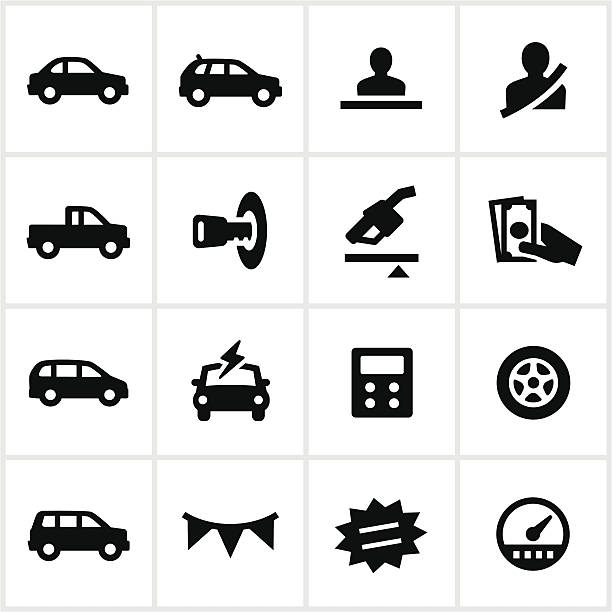 illustrazioni stock, clip art, cartoni animati e icone di tendenza di concessionaria automobilistica icone - accensione