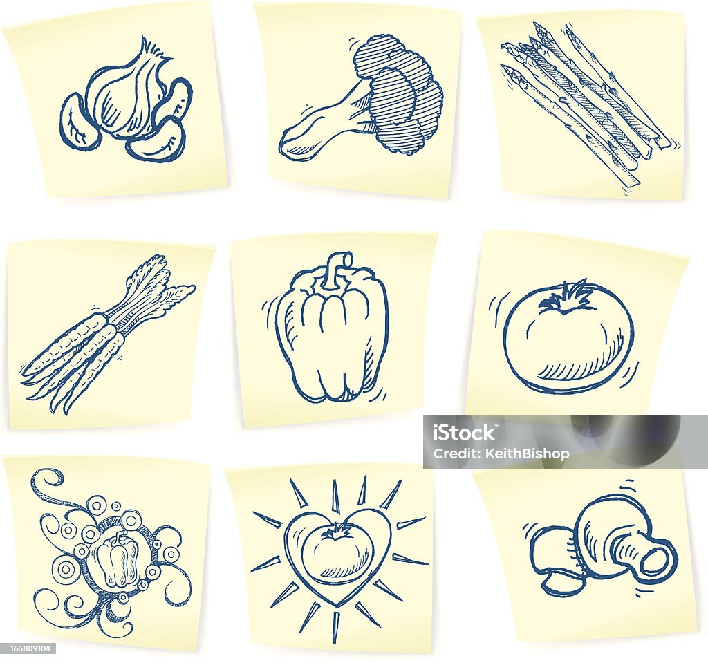 Vegetable Notelets Vegetable Doodles On Sticky Notes Stock Illustration - Download Image ...