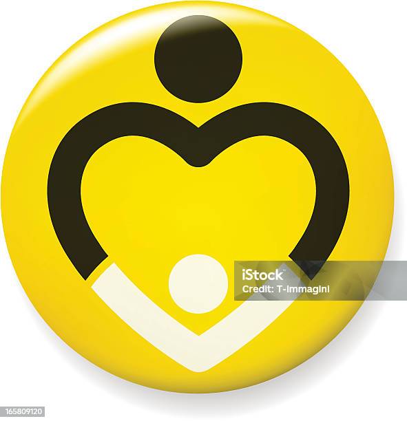 Yellow Pin With Black And White Design Stock Illustration - Download Image Now - Heart Shape, Icon Symbol, Assistance