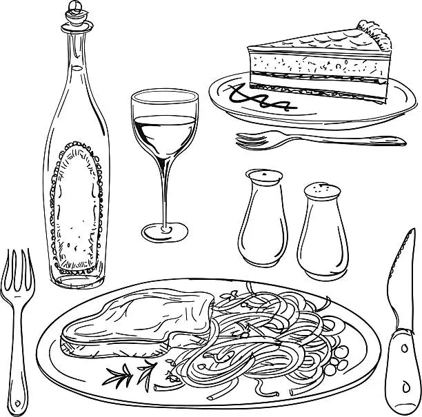 Vector illustration of Feast illustration in black and white