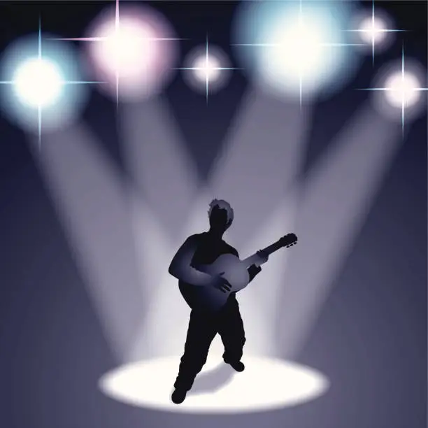 Vector illustration of Rock Guitar Star Player