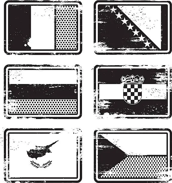 Vector illustration of Rubber Stamp Flags
