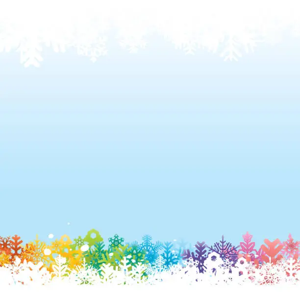 Vector illustration of Colorful snowflake border