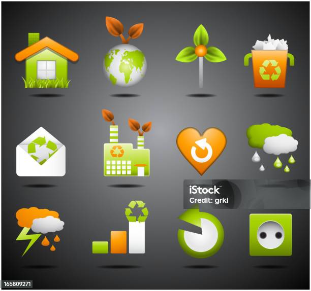 Icone Di Eco - Immagini vettoriali stock e altre immagini di Ambiente - Ambiente, Arancione, Argentato