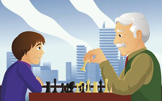 Vector illustration of man boy chess