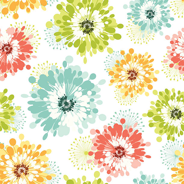 ilustrações, clipart, desenhos animados e ícones de floral seamless pattern moderno - flower abstract single flower backgrounds