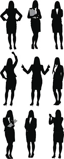 Vector illustration of Businesswoman standing in different poses