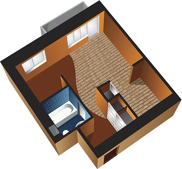 Vector illustration of interior 3-D