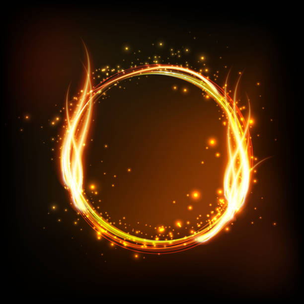 Fire ring Vector illustration. flame borders stock illustrations