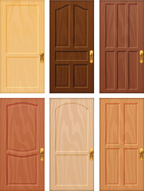 ilustraciones, imágenes clip art, dibujos animados e iconos de stock de puerta de madera - wooden doors