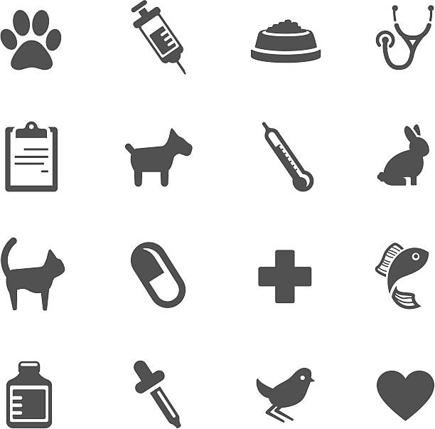 수의사 기호들 - syringe silhouette computer icon icon set stock illustrations