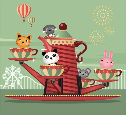 Cute animals having fun at the Amusement park ride. Zip contains AI, PDF and hi-res jpeg.