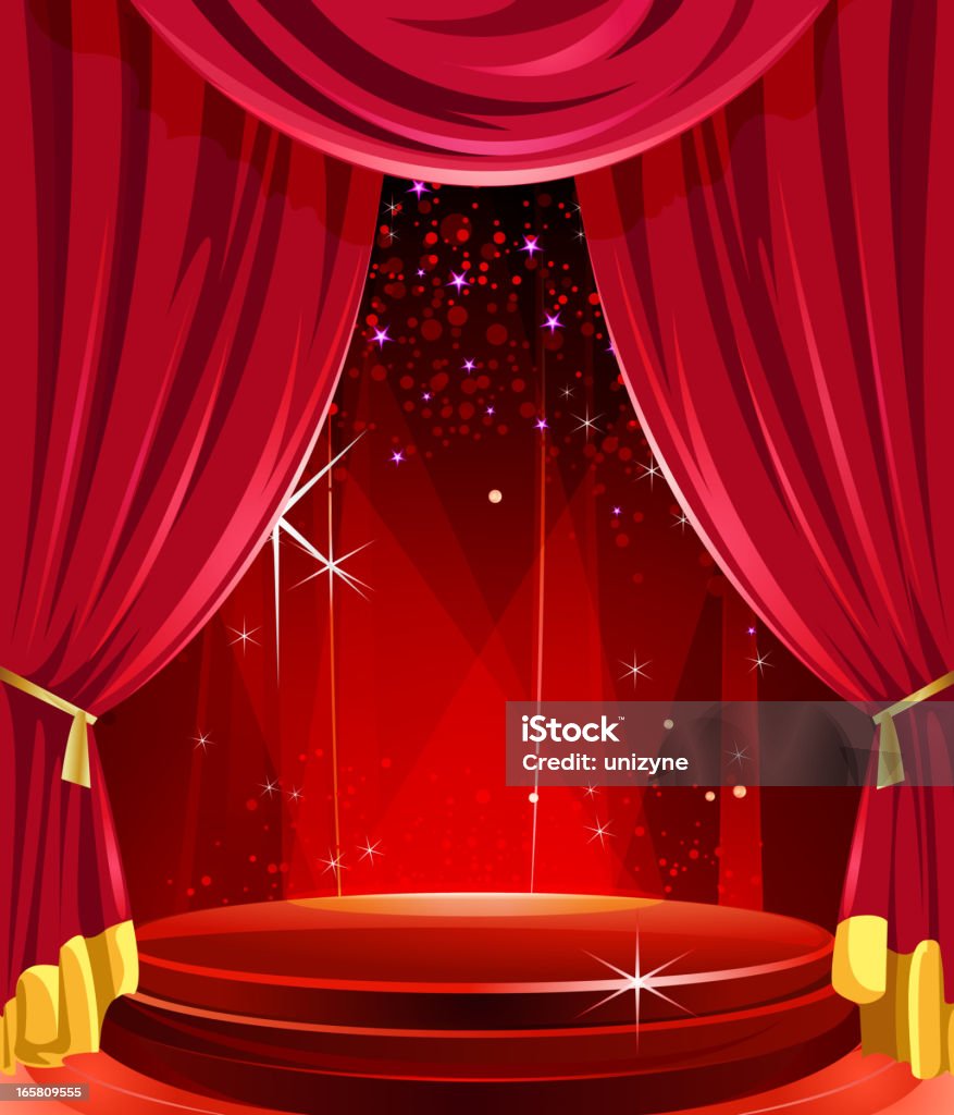 Lucido palco con tende eleganti - arte vettoriale royalty-free di Tenda