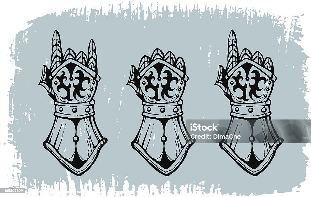 Heavy metal gloves Heavy metal gloves made from sketch. Grunge background on another layer. CorelDRAW 10 file attached. Medieval stock vector