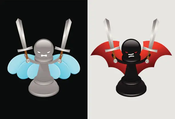 Vector illustration of Angel and devil chess