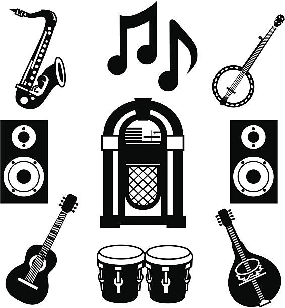music party icons vector art illustration