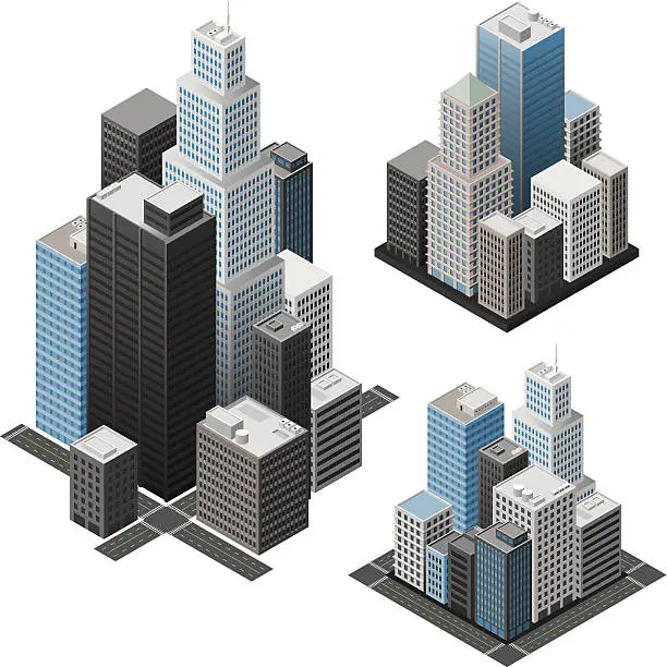 Vector illustration of Isometric cities