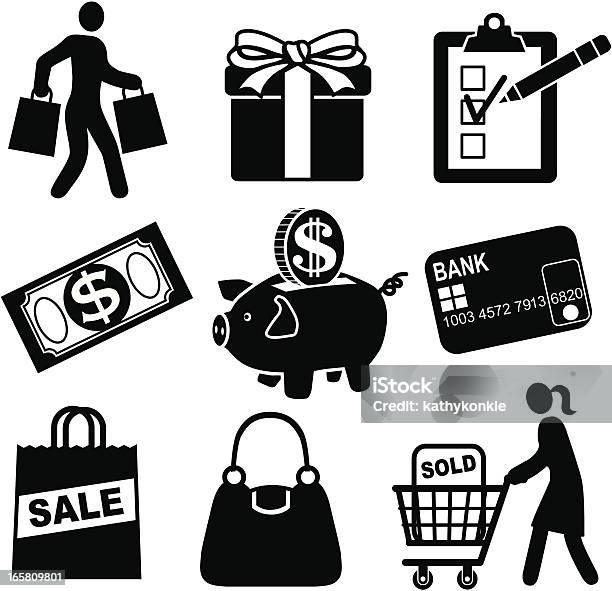 Boutiques De Vente Vecteurs libres de droits et plus d'images vectorielles de Icône - Icône, Porter, Sac de shopping