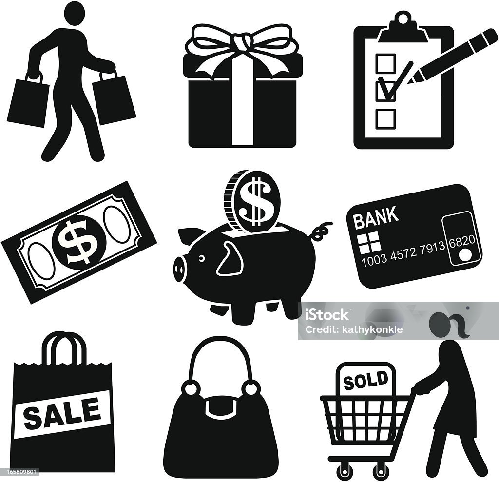 shopping in vendita - arte vettoriale royalty-free di Borsa della spesa