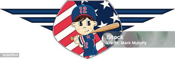 Vetores de Linda Jovem Garoto Liga De Beisebol e mais imagens de Bandeira Norte-Americana - Bandeira Norte-Americana, Beisebol, Bola de Beisebol