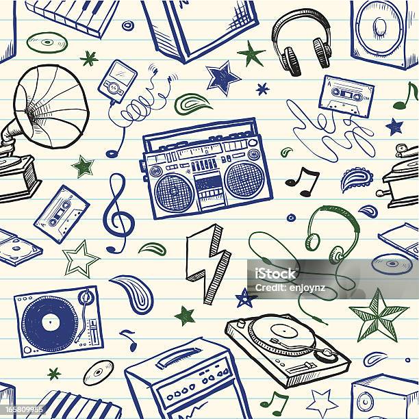 Seamless Sketchy Music Background Stock Illustration - Download Image Now - Music, Doodle, Headphones