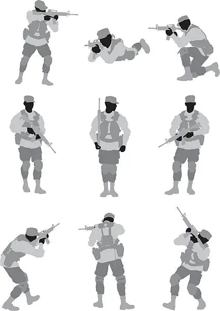 Vector illustration of Army soldier with a rifle