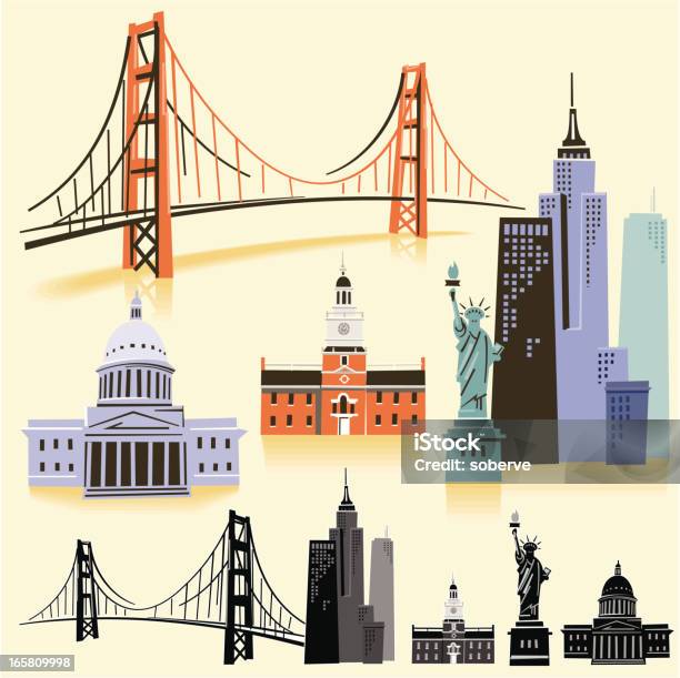 Usa Landmarks Stock Illustration - Download Image Now - New York City, Famous Place, USA