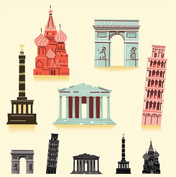 Vector illustration of Europe Landmarks