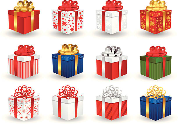 подарочная коробка - gift box gift christmas present box stock illustrations