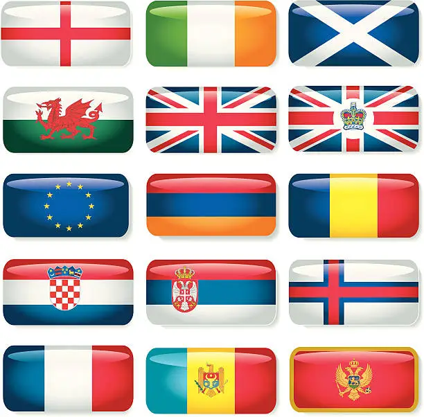 Vector illustration of Britain and European Rectangular Flags