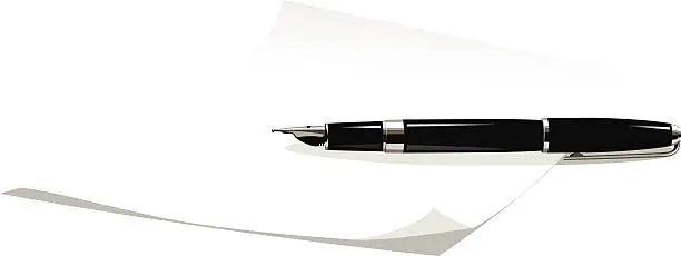 Vector illustration of sheet of paper and fountain pen
