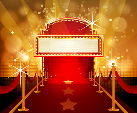 Red Carpet with Marquee in Flashy Background
