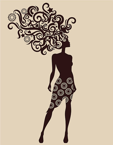 frau silhouette. - women human hair african descent black stock-grafiken, -clipart, -cartoons und -symbole