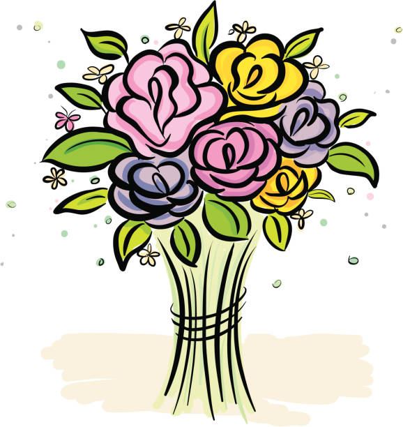 bundle rose vector art illustration