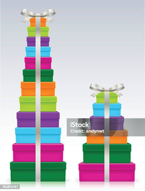 Colorful Stack Of Presents With Ribbon Stock Illustration - Download Image Now - Gift Box, Tall - High, Christmas