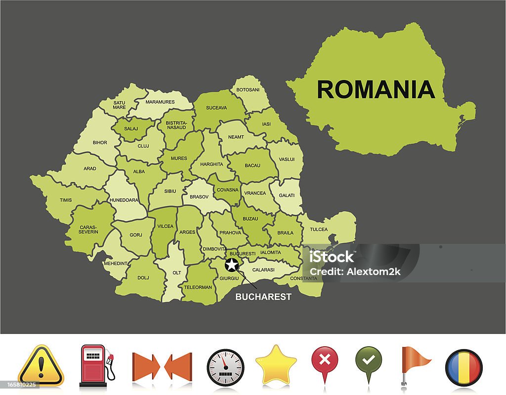 Rumania navegación Mapa - arte vectorial de Bandera libre de derechos