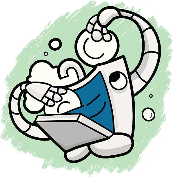 Vector illustration of Robot Dishwasher Cartoon part 3