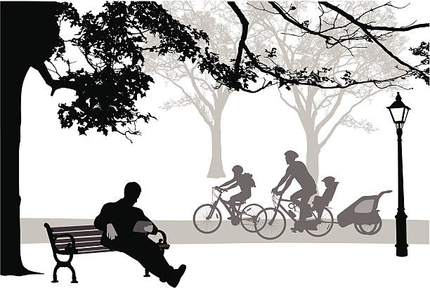 tabletoutdoors - bench park park bench silhouette stock-grafiken, -clipart, -cartoons und -symbole