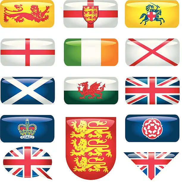 Vector illustration of Heraldic Britain Rectangular-Flags