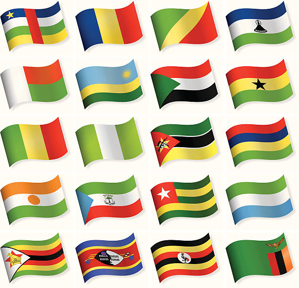 illustrazioni stock, clip art, cartoni animati e icone di tendenza di forma d'onda, icona della bandiera collection-africa - lesotho