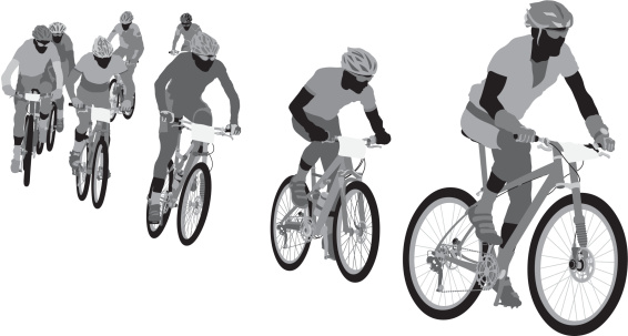 Silhouettes of cyclists